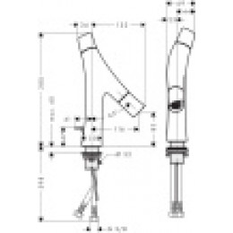 12010340 Axor Starck Organic Смеситель для раковины, с двумя рукоятками 280, шлифованный черный хром