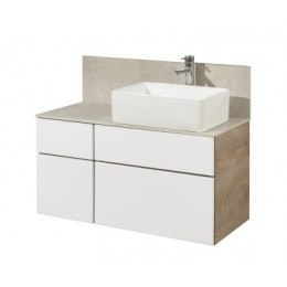 Мишель 100 Тумба-умывальник Дуб Эндгрейн/Белый (Раковина MILA 350х500) БЕЗ столешницы