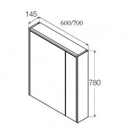 RONDA Шкаф зеркальный 600 мм, белый глянец/антрацит