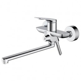 Lursy Смеситель для ванны с ручным душем, длинный излив, хром