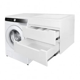 Комплект тумба Палермо 120/2 подвесная под с/машинку (60) с раковиной Изабелла 120 правая белая