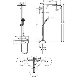 24220000 Pulsify Showerpipe 260 1jet с термостатом ShowerTablet Select 400, хром