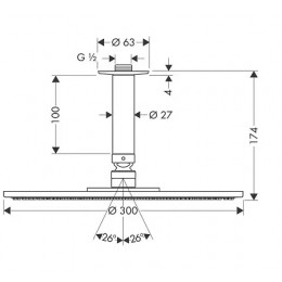 27494000 Верхний душ Raindance S 300 Air 1jet, потолочное подсоединение 100 мм, ½’