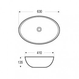 AZ-3077 Раковина накладная. Размер 630*410*135 мм
