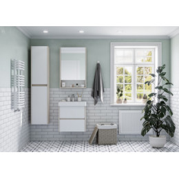 Сканди 55 зеркало-шкаф Белый/Дуб Верона