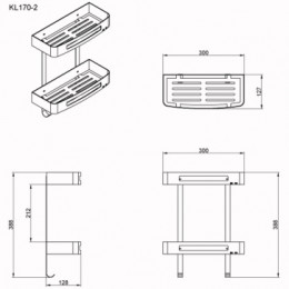 AZ-170-2 Полка прямоугольная двухэтажная, хром