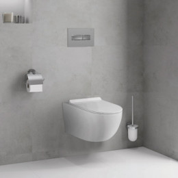 Сет LORANTO Инсталляция с кнопкой Line хром матовая + унитаз FATTO с сиденьем микролифт