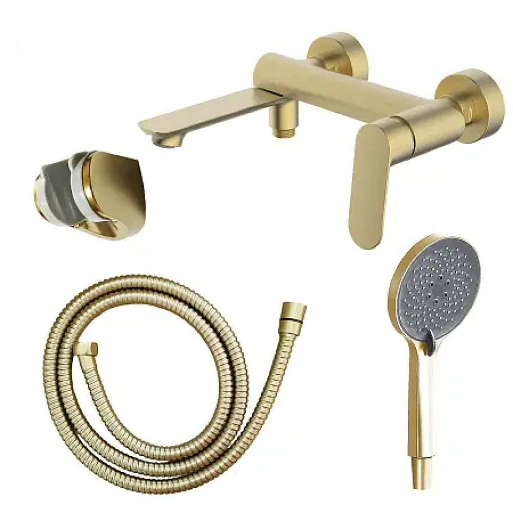 Alanti Cмеситель для ванны с ручным душем, золото матовое