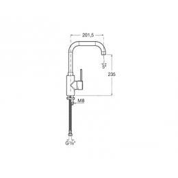 TARGA смеситель для кухни, высокий излив 235 мм