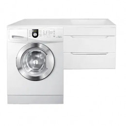 Комплект тумба Палермо 120/2 подвесная под с/машинку (60) с раковиной Изабелла 120 правая белая