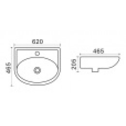 TEO-60 Раковина Azario 62*46,5*20.5 (с крепежами и отверстиями для крепежей)