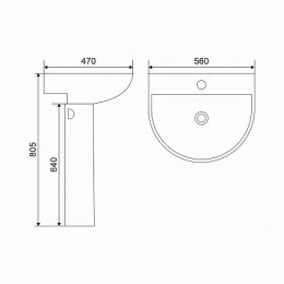Раковина на пьедестале Azario VIADA, 560*470*805 мм, AZ-5001