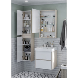 Сканди 55 зеркало-шкаф Белый/Дуб Верона