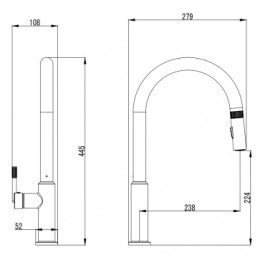 Смеситель выдвижной для кухни алмазная текстура, хром