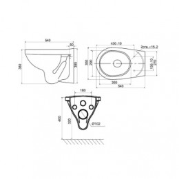 Пэк Альфа (подвес. унитаз с сиденьем полипр, инсталляция, панель хром. глянец)