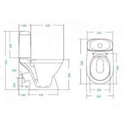 Унитаз-компакт "Римини" (станд: 2-реж., дюро, метал крепеж)