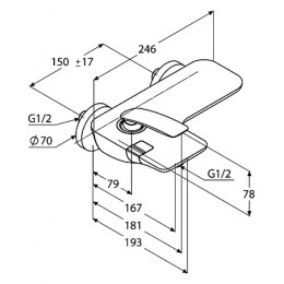 KLUDI BALANCE Однорычажный смеситель для ванны и душа, арт. 524450575
