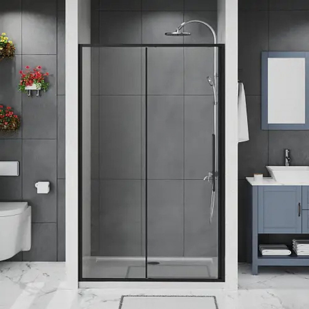 AZ-Y43-110-MB-CL Душевое ограждение SHANGHAI DRO-110х195-MB-CL, прозрачное стекло 6 мм, профиль матовый черный