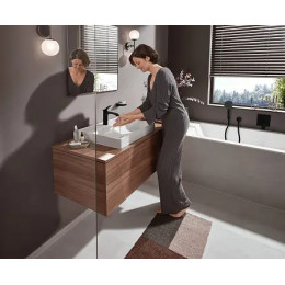 75020670 Vivenis Смеситель для раковины, однорычажный, 110 со сливным гарнитуром, матовый черный