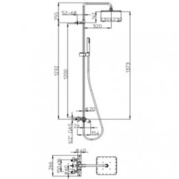 COSMO Душевая стойка, с термостатическим смесителем для ванны, верхний душ 230х230 мм., ручной душ, цвет хром