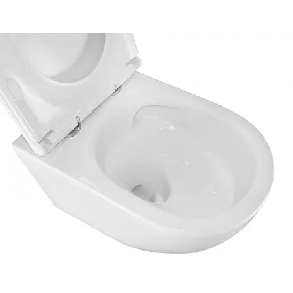 BONELLE Унитаз подвесной безободковый с сиденьем микролифт, смыв ТОРНАДО. Размер 490x345x350 мм (1 место)