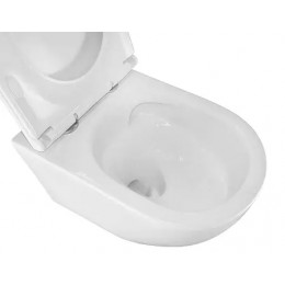 BONELLE Унитаз подвесной безободковый с сиденьем микролифт, смыв ТОРНАДО. Размер 490x345x350 мм (1 место)