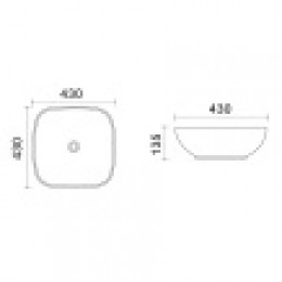 AZ-41288 Раковина накладная , глянец белый 430*430*135