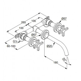 KLUDI NOVA FONTE смес. для умыв. на 3 от. CLASSIC