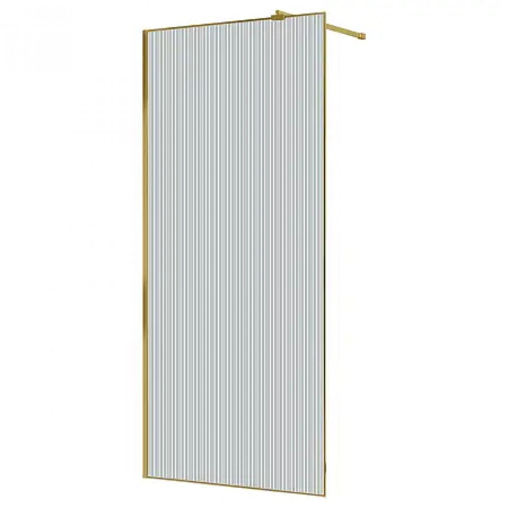 AZ-271-100-BGL-CRF Душевая перегородка Walk-in, 100x195-BGL-CRF, в рамке, Рифленое стекло 8 мм, профиль брашированное золото