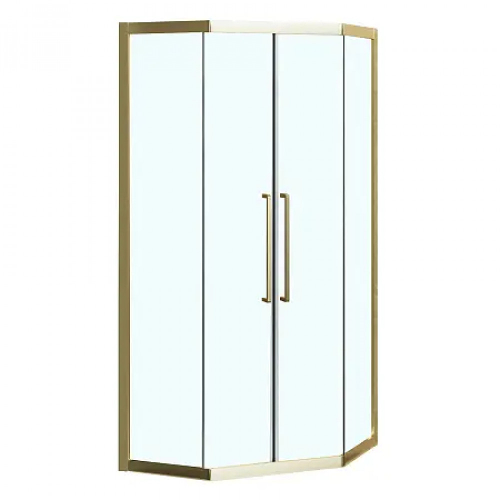 AZ-092K2-90-BGL-CL Душевое ограждение OSAKA DIA-TD-90х90х195-BGL-CL, прозрачное стекло 5 мм, профиль брашированное золото, две двери сдвижные