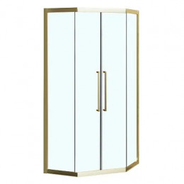 AZ-092K2-90-BGL-CL Душевое ограждение OSAKA DIA-TD-90х90х195-BGL-CL, прозрачное стекло 5 мм, профиль брашированное золото, две двери сдвижные