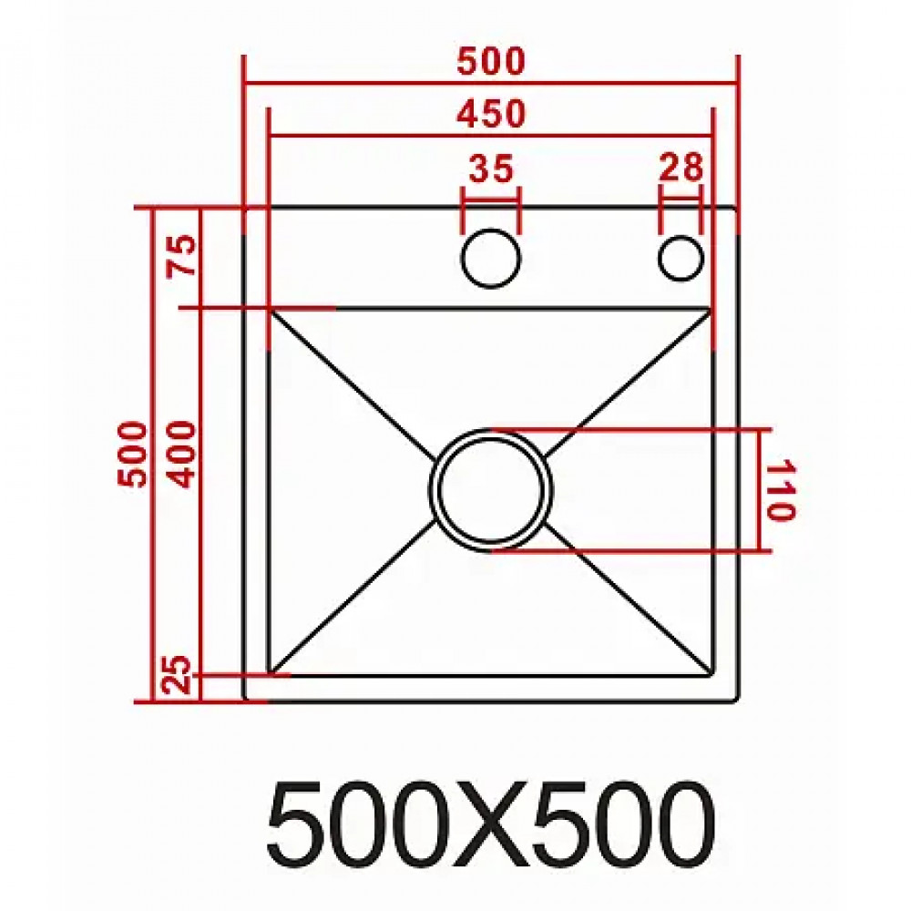 AZARIO кухонная мойка NICOLE (500*500*220) нержавеющая сталь серая соты(сифон, диспенсер,коландер)