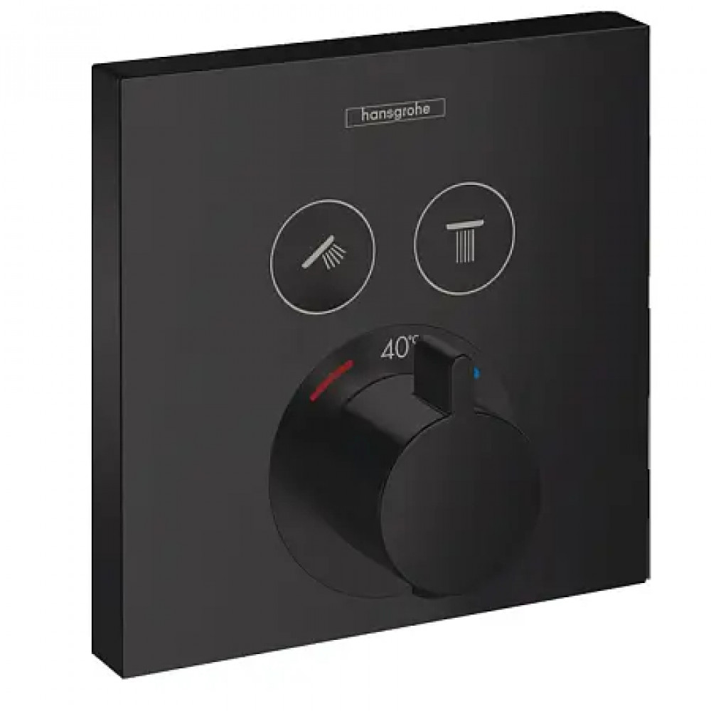 15763670 ShowerSelect Термостат, скрытого монтажа, для 2 потребителей черный матовый