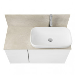 Мишель 100 Тумба-умывальник Дуб Эндгрейн/Белый (Раковина MILA 350х500) БЕЗ столешницы