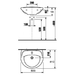 LYRA Раковина 500 мм, уст.компл.