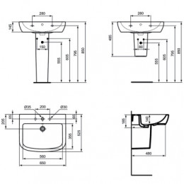 T056301 TEMPO Умывальник 65X50 см