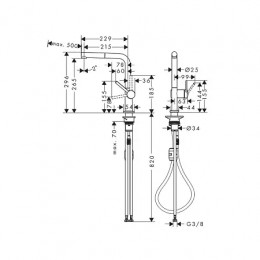 72808000 Talis M54 Кухонный смеситель однорычажный, 270, с вытяжным изливом, 1jet, хром