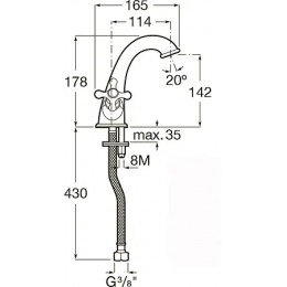CARMEN Смеситель для раковины двухвентильный, без донного клапана