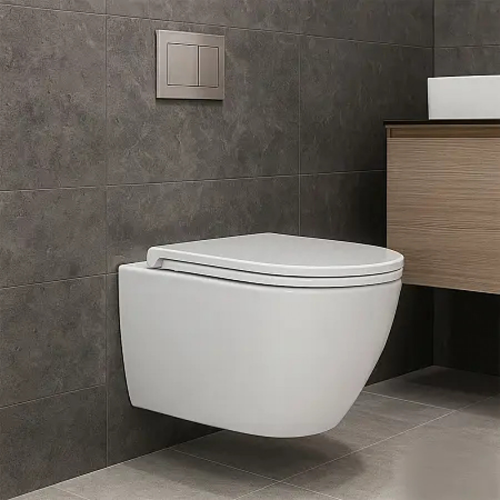 Azario TERSO  AZ-092E-UQ3 ТОРНАДО 3.0 (СКРЫТОЕ КРЕПЛЕНИЕ) подвесной  унитаз в комплекте с сидением микролифт 495x360x370mm