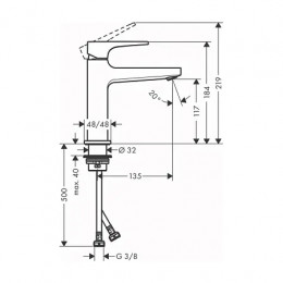 32507700 Metropol Смеситель для раковины 110, однорычажный, с рычаговой рукояткой, со сливным клапаном Push-Open, матовый белый