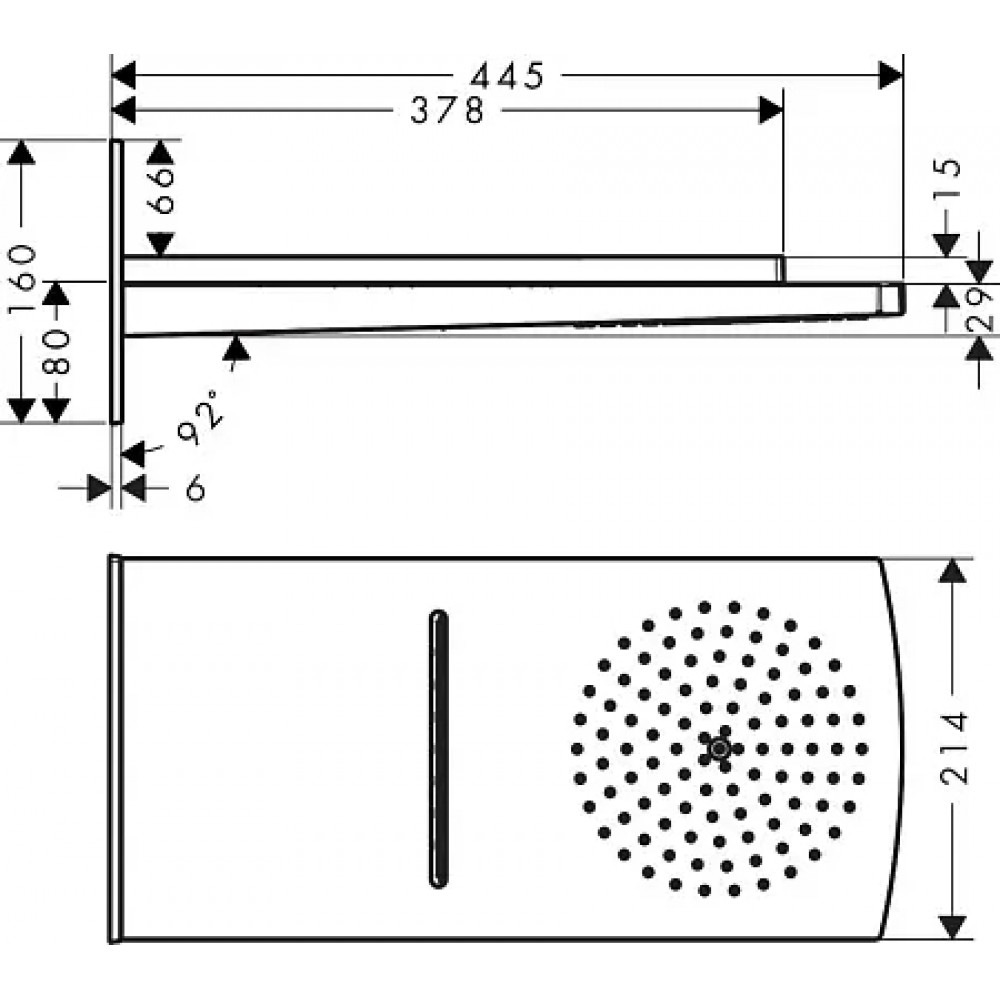 28433000 Верхний душ Raindance Rainfall 180 AIR 2jet, ½’