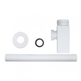 Сифон без выпуска для умывальника  G 1 1/4 латунь, квадрат, БЕЛЫЙ, блистер. AZARIO, AZ-109-WHI