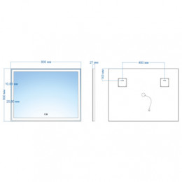 AZARIO зеркало Ливия 800*600 сенсор выкл