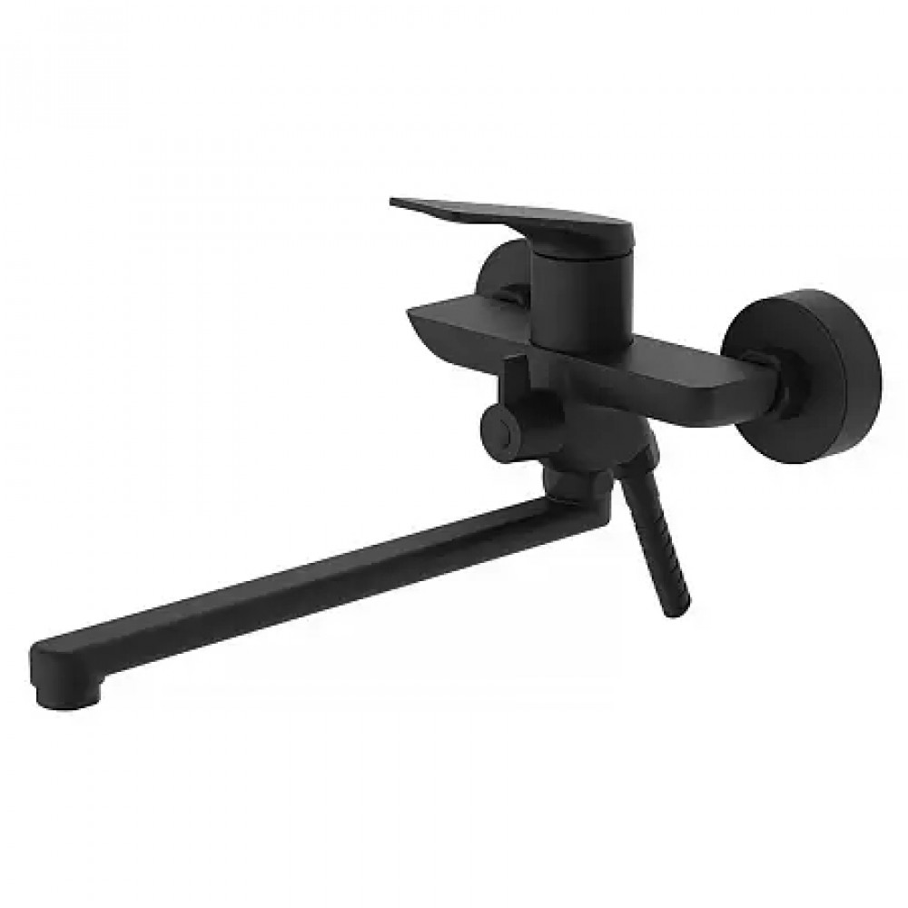 Lursy Смеситель для ванны с ручным душем, длинный излив, черный матовый