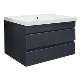 Комплект Тумба Эстима 80/2 подвесная с раковиной Астория 80 Графит