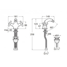 CARMEN Смеситель для биде click-clack