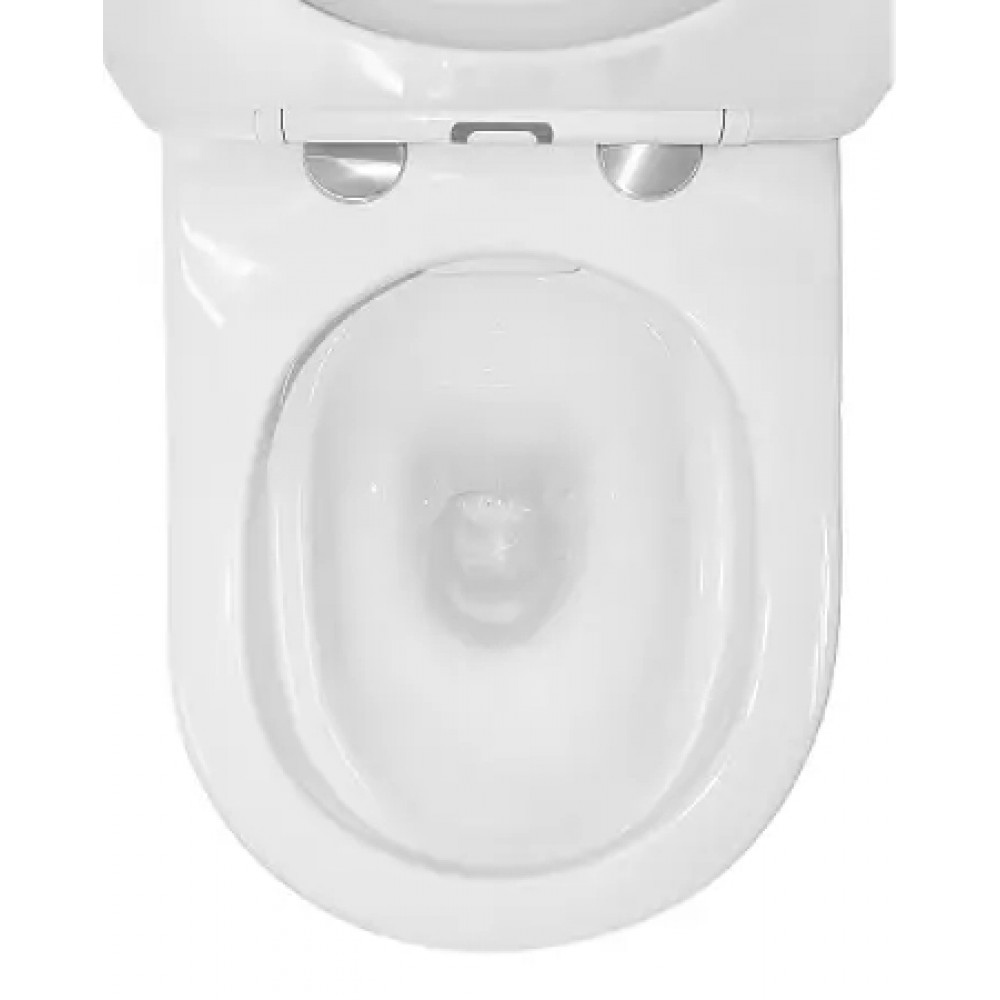 Prime Унитаз напольный безободковый моноблок, сиденье микролифт. Размер: 640*370*760mm (2 места)