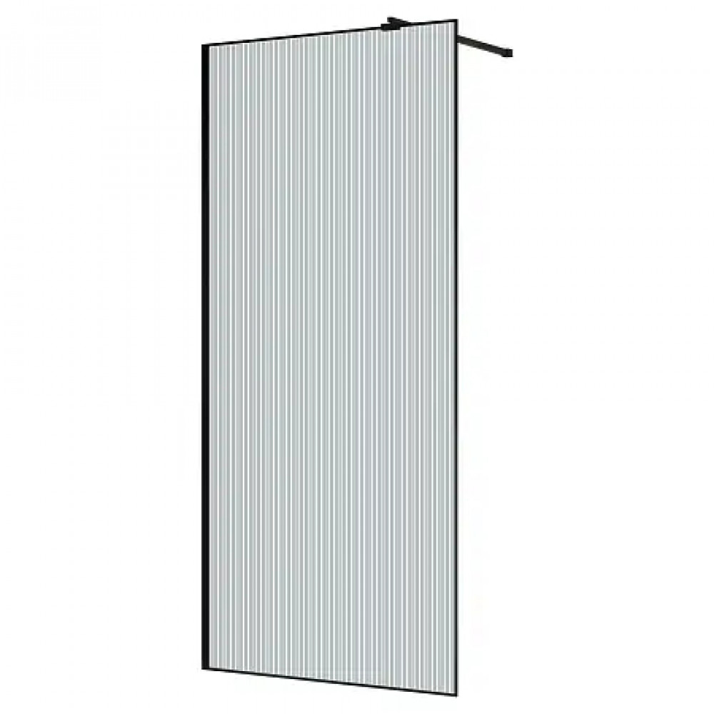 AZ-271-100-MВ-CRF Душевая перегородка Walk-in, 100x195-MB-CRF, в рамке, Рифленое стекло 8 мм, профиль матовый черный