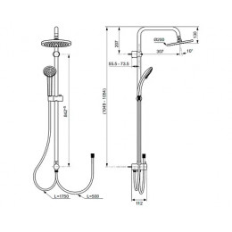 Душевая система для установки с настенным смесителем, 3-функциональная душевая лейка EVO ROUND Ø110 мм,  IDEALRAIN ECO EVO, A6943AA