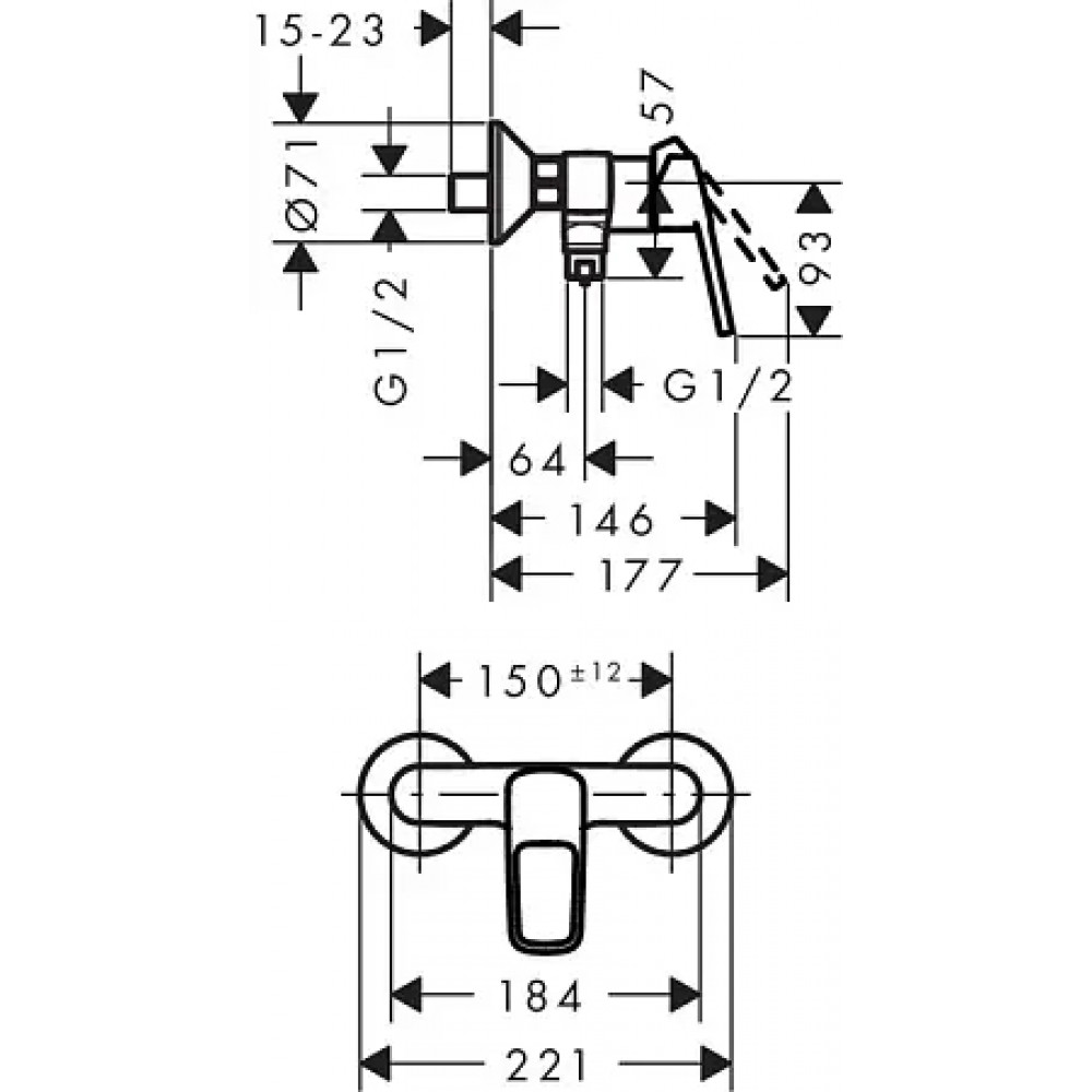 71247000 Logis Loop Смеситель для душа, однорычажный, ВМ